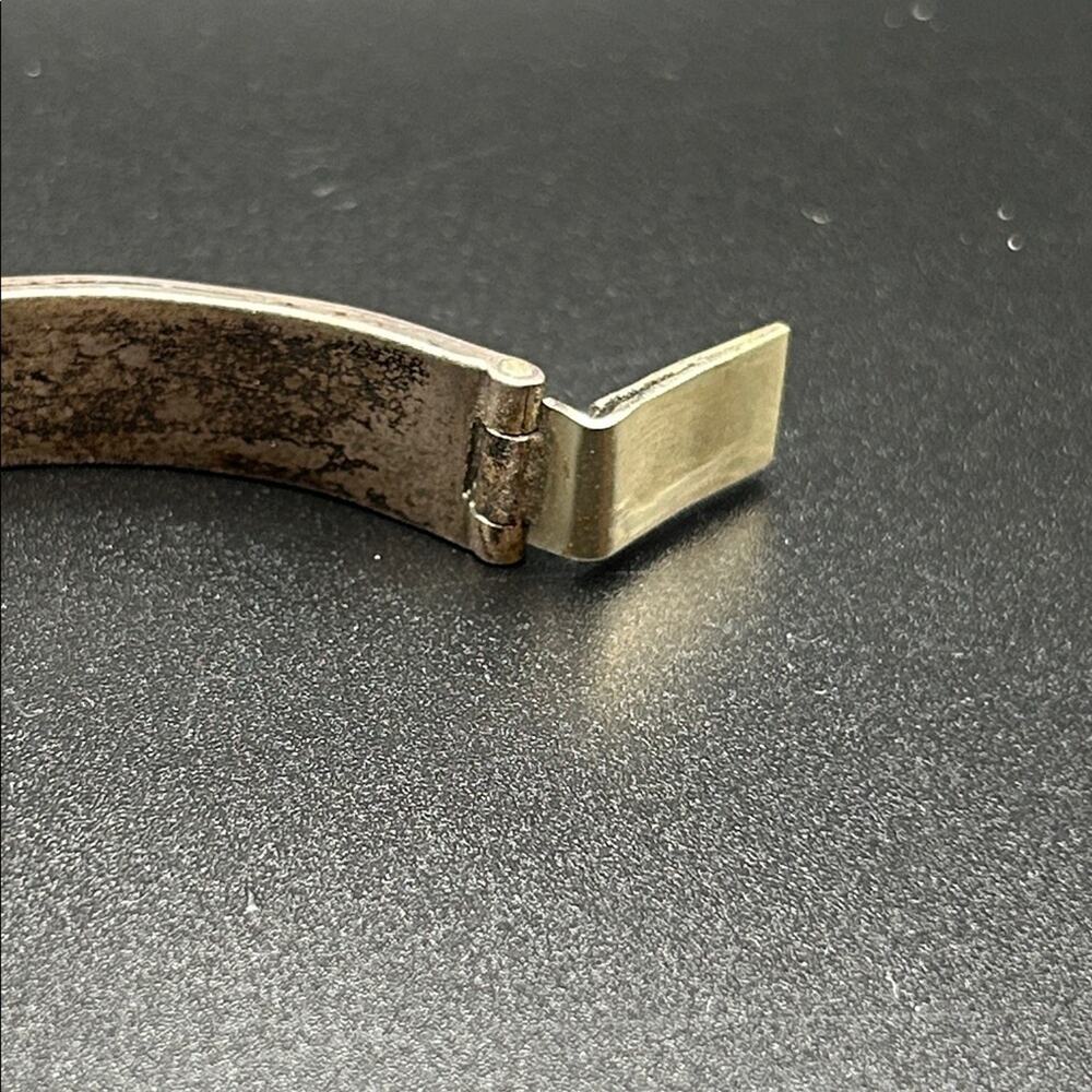 Taxco 925 Sterling Silver inlay hinged bangle bracelet #437 Stunning! - Picture 12 of 12